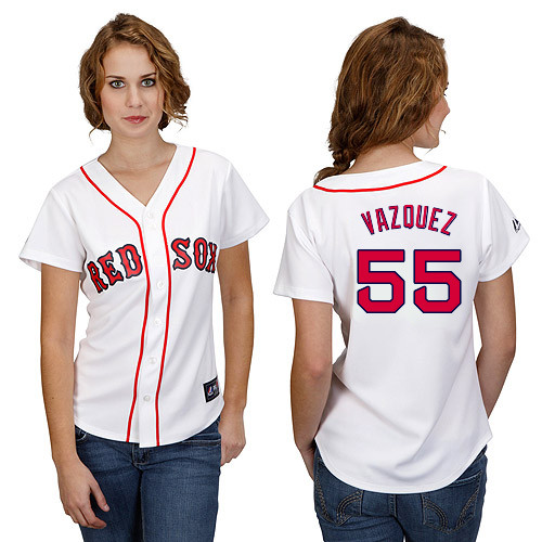 Christian Vazquez #55 mlb Jersey-Boston Red Sox Women's Authentic Home White Cool Base Baseball Jersey